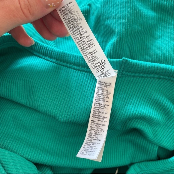 Athleta Bright Tropics Green Ribbed Aurora Seamless Crop Polo Tank Top EUC Sz S - Picture 9 of 12
